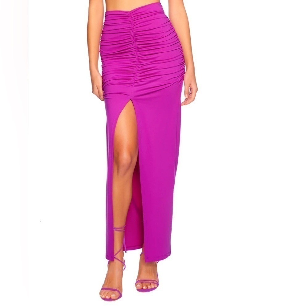 Susana Monaco gathered slit front skirt magenta - size small - Picture 2 of 6